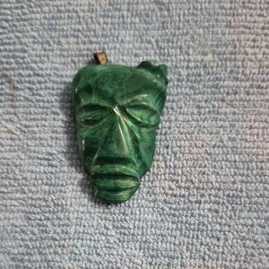 Malichite Green Carved Face Pendant